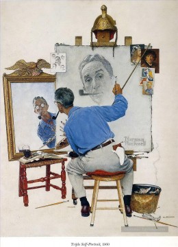 Autoportrait Norman Rockwell Peinture à l'huile